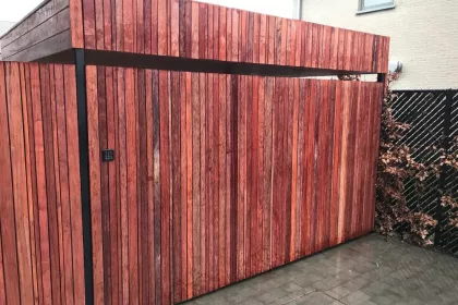 Bigger view of Padouk fietsen carport met elektrisch slot, wildverband massief lastenwerk